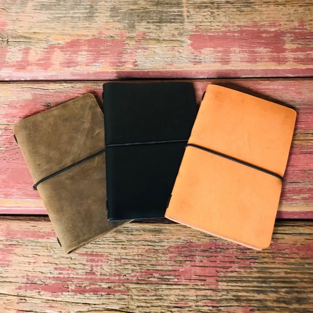 Leather notebook journal cover 6.25”x4” handcrafted top grain high quality